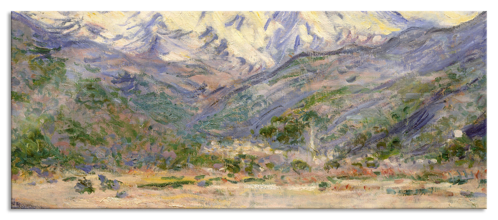 Pixxprint Claude Monet - Das Tal der Nervia , Glasbild Panorama