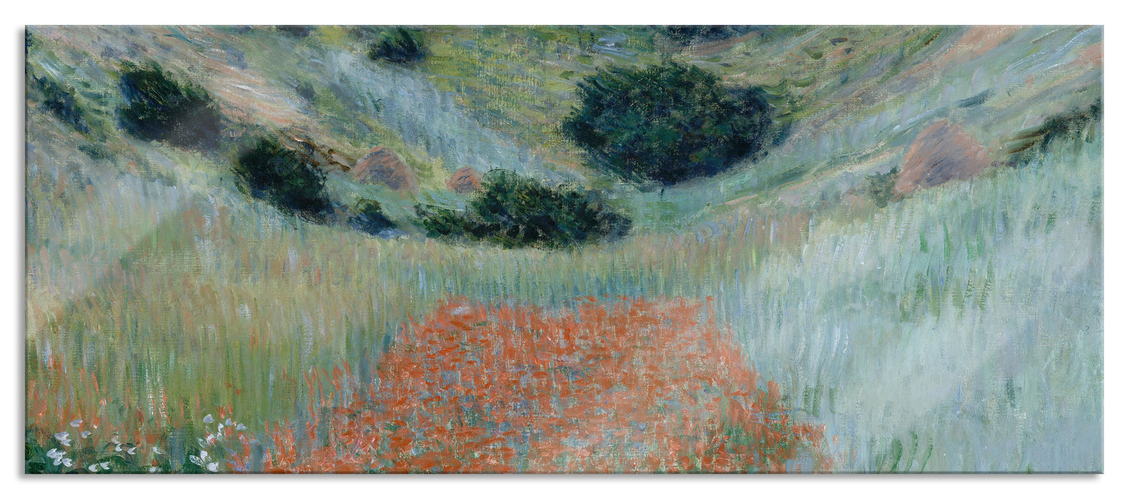 Pixxprint Claude Monet - Mohnfeld bei Giverny , Glasbild Panorama