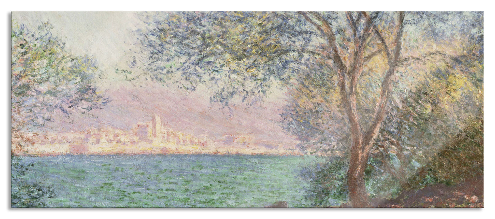 Pixxprint Claude Monet - Antibes Blick vom Salis Garten , Glasbild Panorama