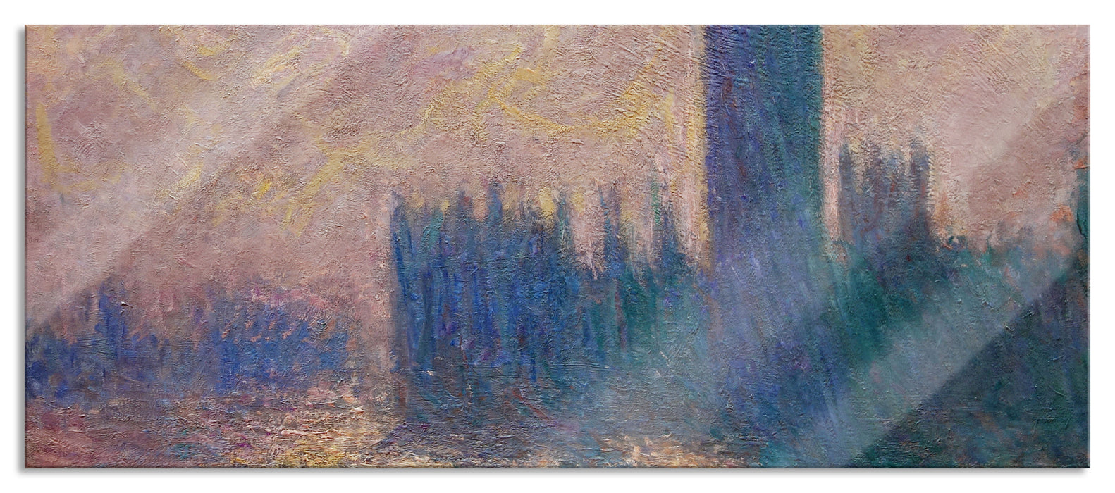 Pixxprint Claude Monet - Claude Monet - Das Parlament von London, Glasbild Panorama