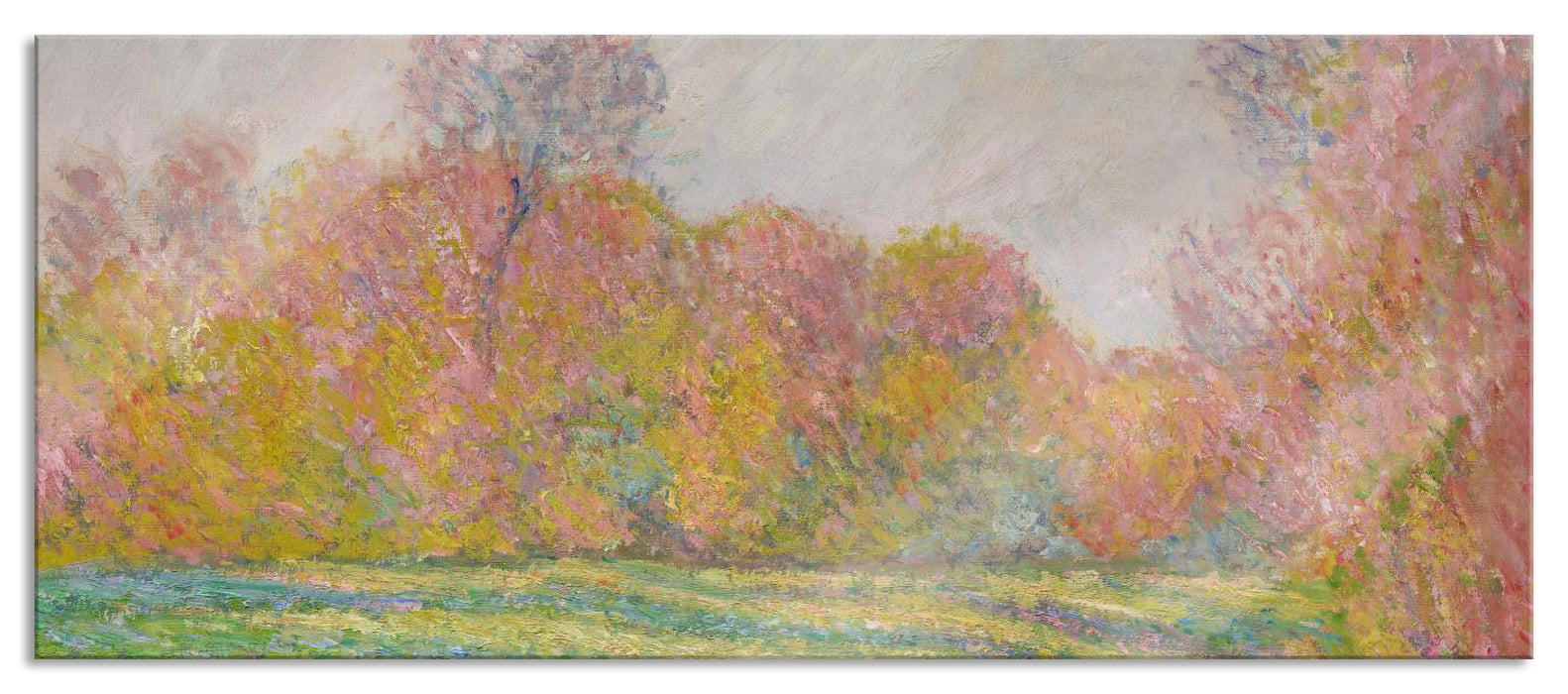 Pixxprint Claude Monet - Wiese in Giverny, Glasbild Panorama