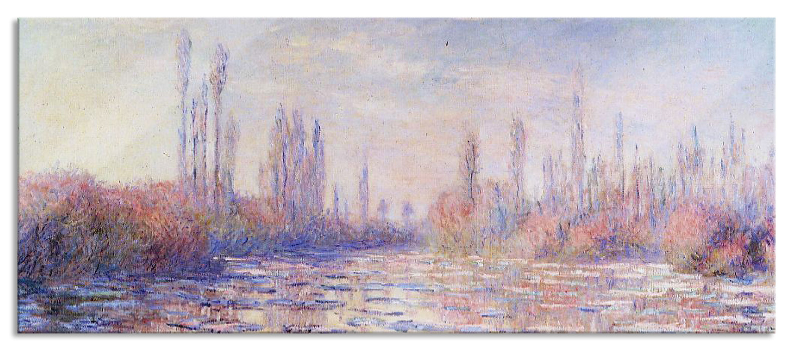 Pixxprint Claude Monet - Eisgang auf der Seine , Glasbild Panorama