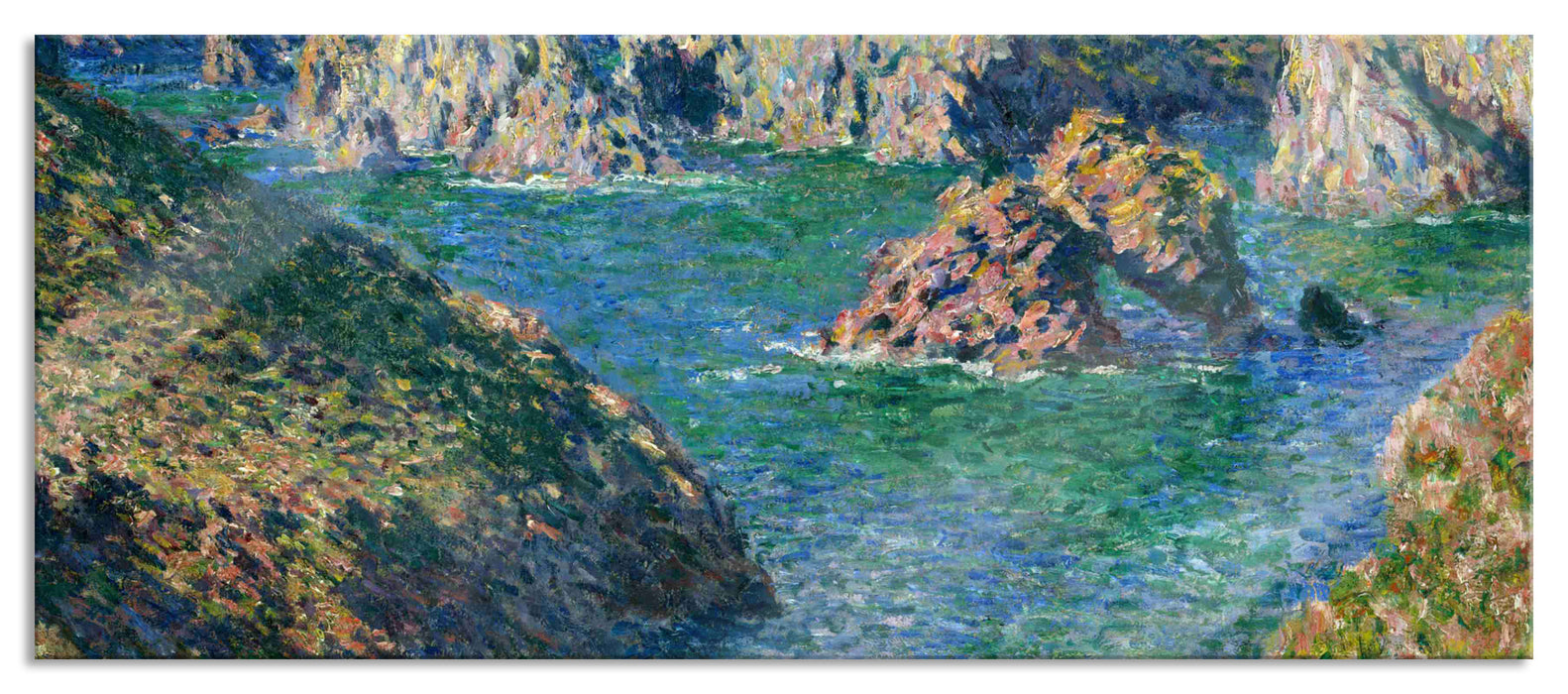 Pixxprint Claude Monet - Port Donnant Belle Ile , Glasbild Panorama