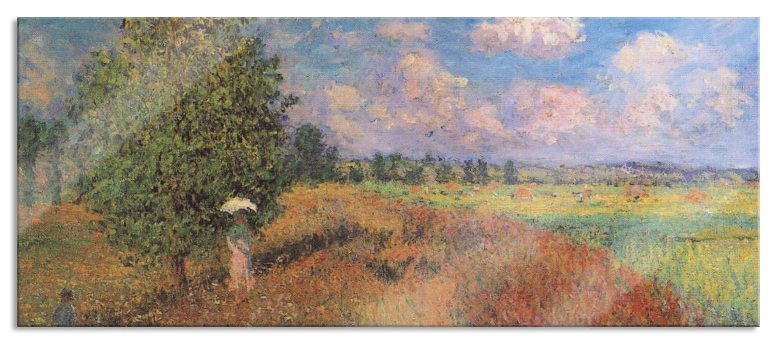 Pixxprint Claude Monet - Mohnfeld im Sommer, Glasbild Panorama