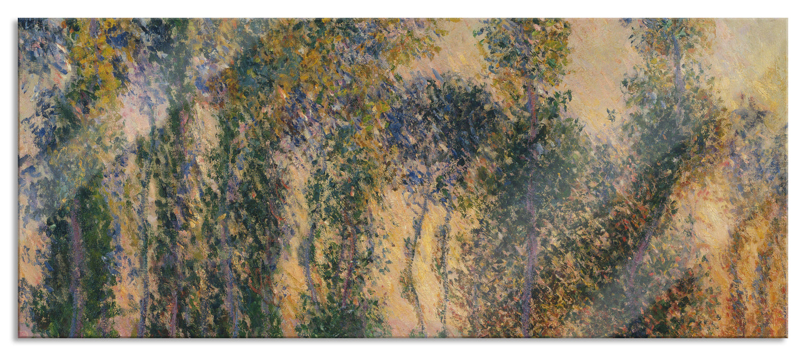 Claude Monet - Pappeln in Giverny bei Sonnenaufgang  , Glasbild Panorama