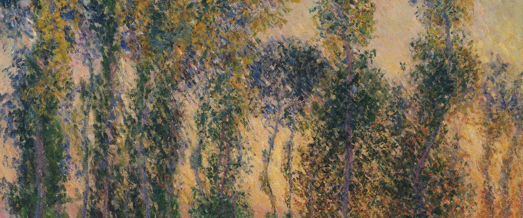 Claude Monet - Pappeln in Giverny bei Sonnenaufgang  , Glasbild Panorama