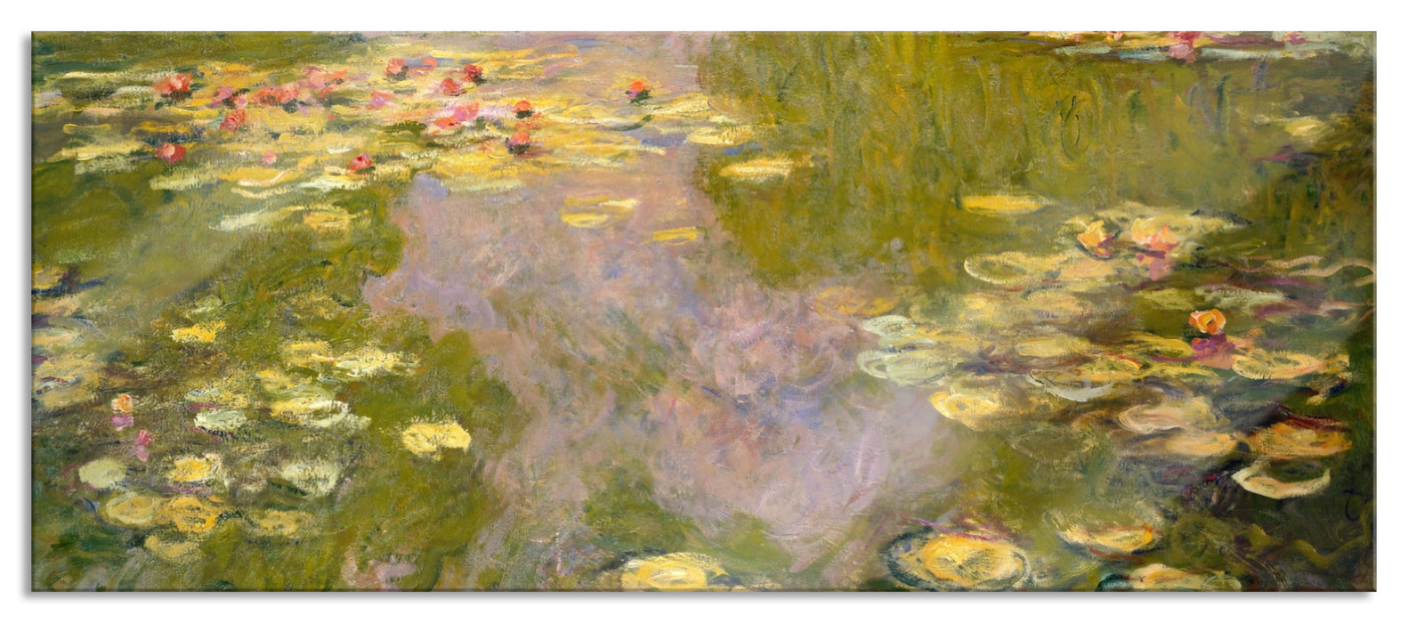 Pixxprint Claude Monet - Seerosen  II, Glasbild Panorama