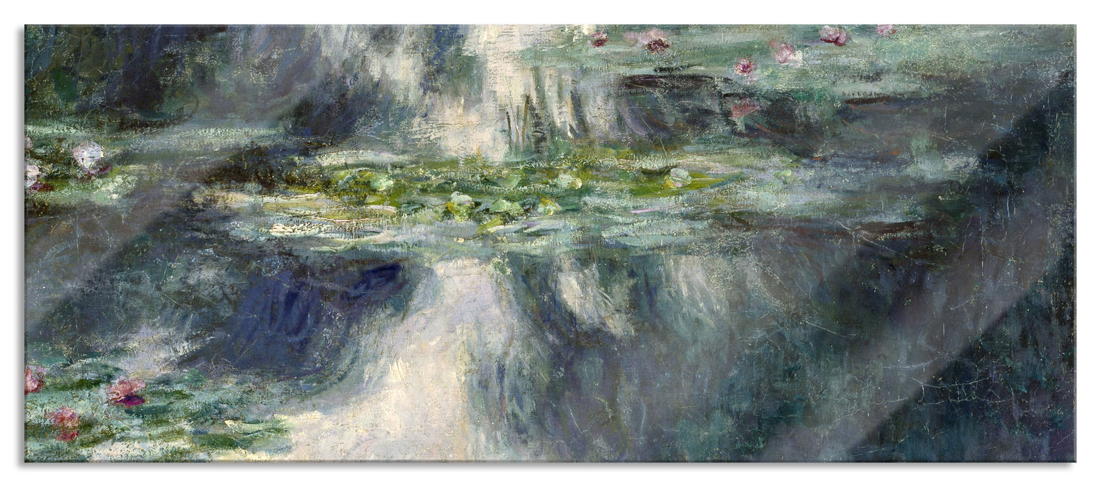 Pixxprint Claude Monet - Teich mit Seerosen  , Glasbild Panorama