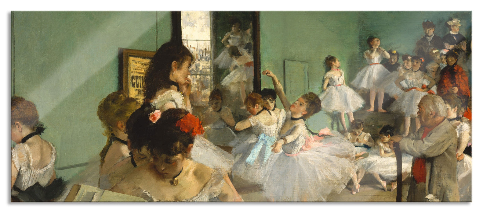 Pixxprint Edgar Degas - Die Tanzstunde , Glasbild Panorama