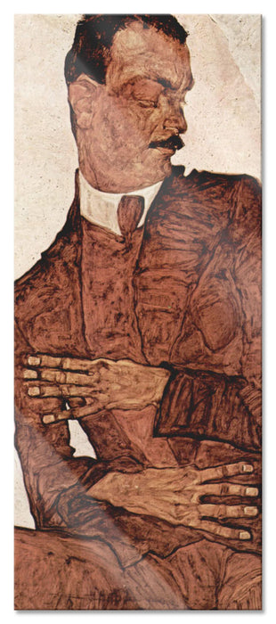 Pixxprint Egon Schiele - Portrait von Arthur Rössler , Glasbild Panorama