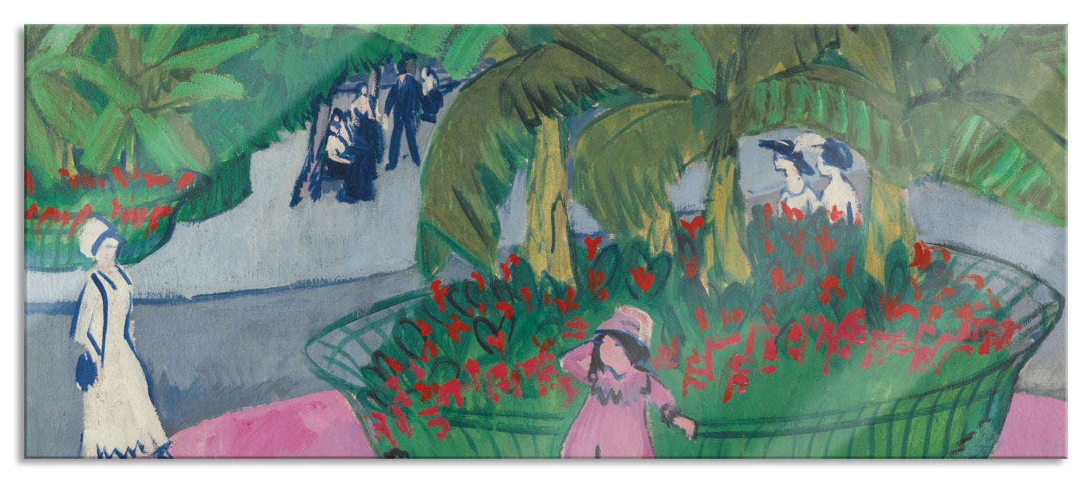 Pixxprint Ernst Ludwig Kirchner - DAS BOSKETT: ALBERTPLATZ IN DRESDEN , Glasbild Panorama