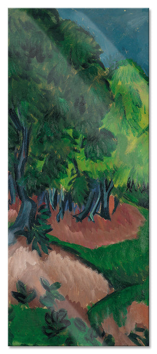 Pixxprint Ernst Ludwig Kirchner - Landschaft mit Maronenbaum , Glasbild Panorama