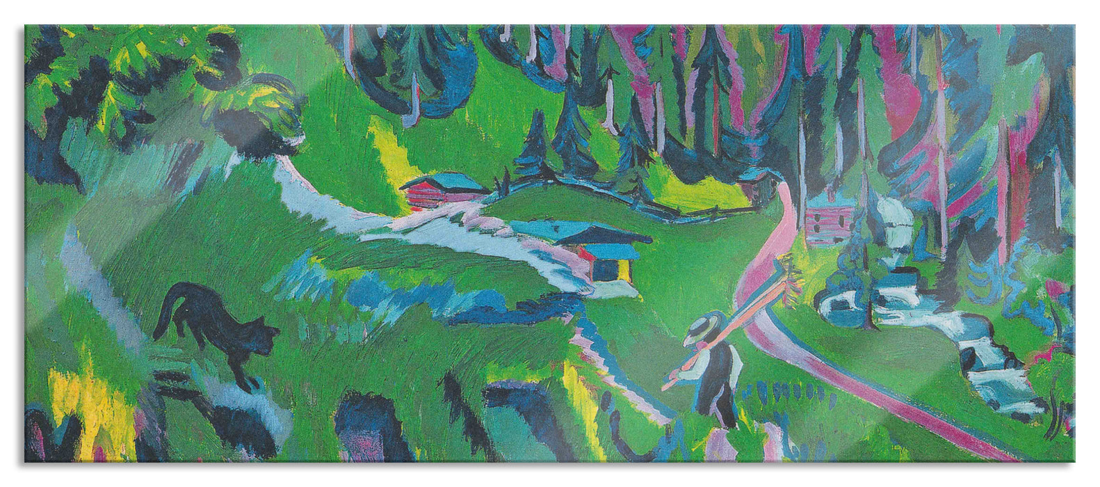 Pixxprint Ernst Ludwig Kirchner - Landschaft Sertigal, Glasbild Panorama