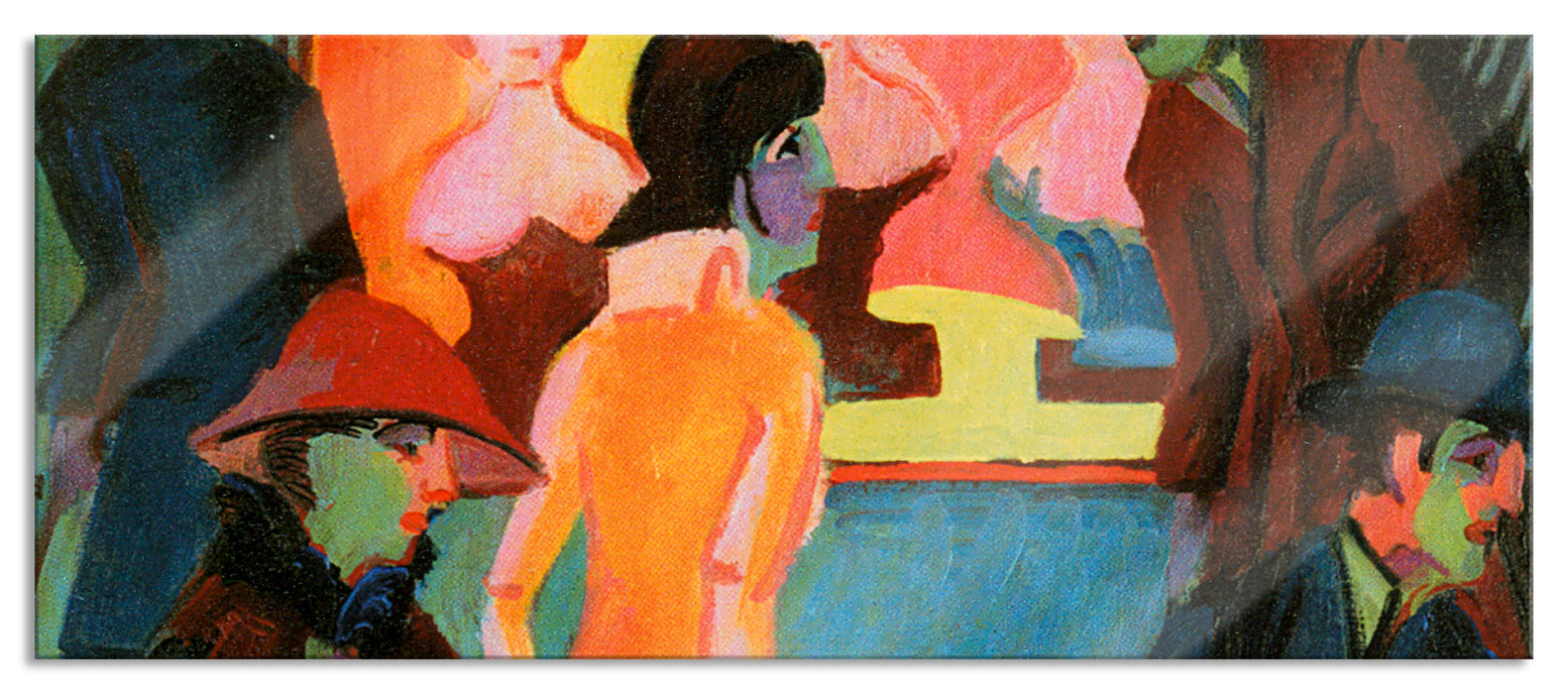 Pixxprint Ernst Ludwig Kirchner - Straßenbild vor dem Frisieurlad, Glasbild Panorama