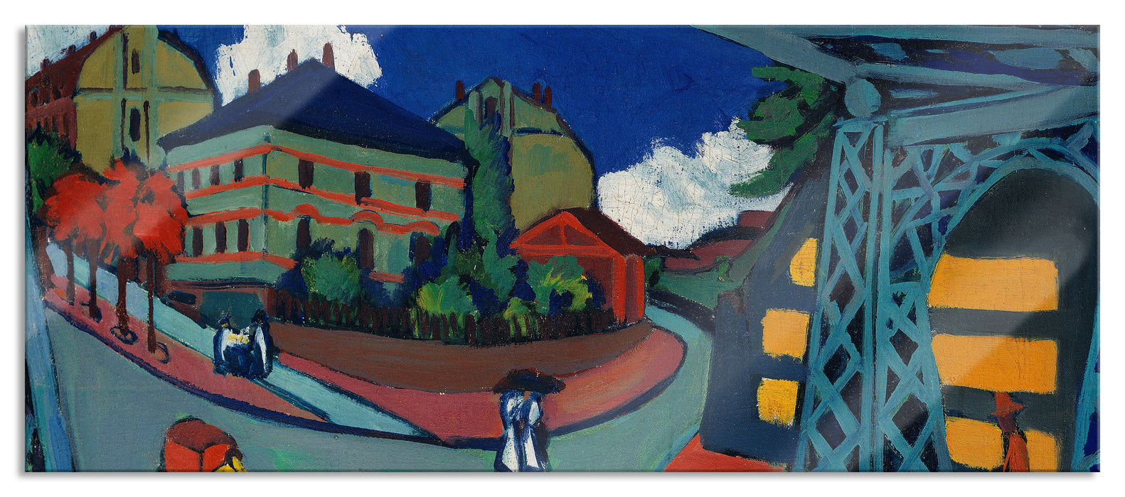 Pixxprint Ernst Ludwig Kirchner - Eisenbahnüberführung Löbtauer, Glasbild Panorama