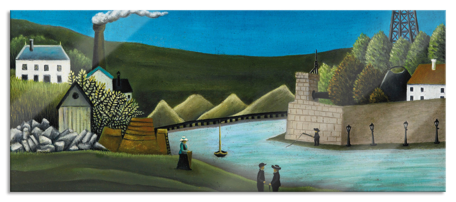 Pixxprint Henri Rousseau - LA SEINE À SURESNES, Glasbild Panorama