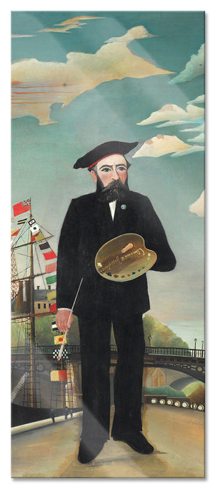 Pixxprint Henri Rousseau - Selbstbildnis mit Palette Naivism, Glasbild Panorama