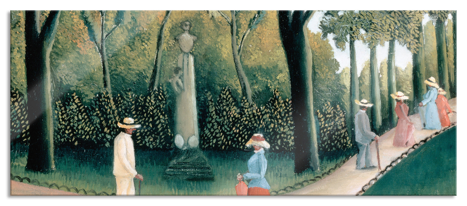 Pixxprint Henri Rousseau - Die Luxemburg Gärten - Shopin-Monument, Glasbild Panorama