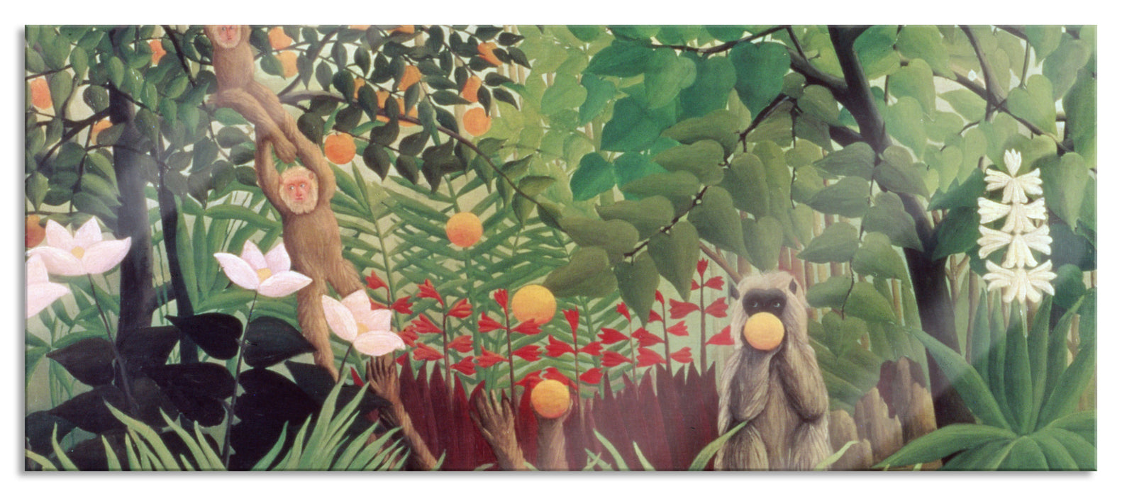 Pixxprint Henri Rousseau - Exotische Landschaft , Glasbild Panorama