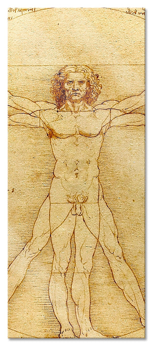 Pixxprint Leonardo da Vinci - Vitruvianischer Mensch, Glasbild Panorama