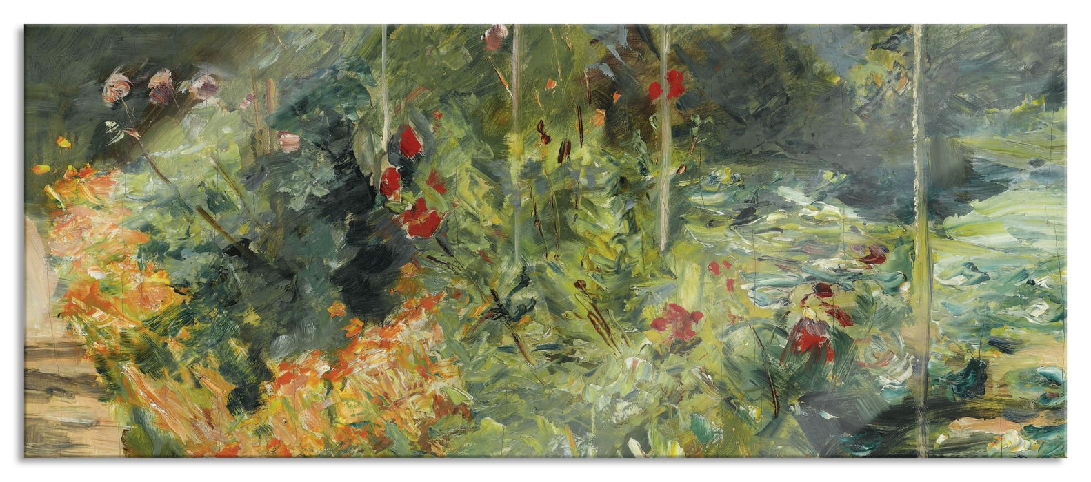 Pixxprint Max Liebermann - DER NUTZGARTEN IN WANNSEE NACH WESTEN, Glasbild Panorama