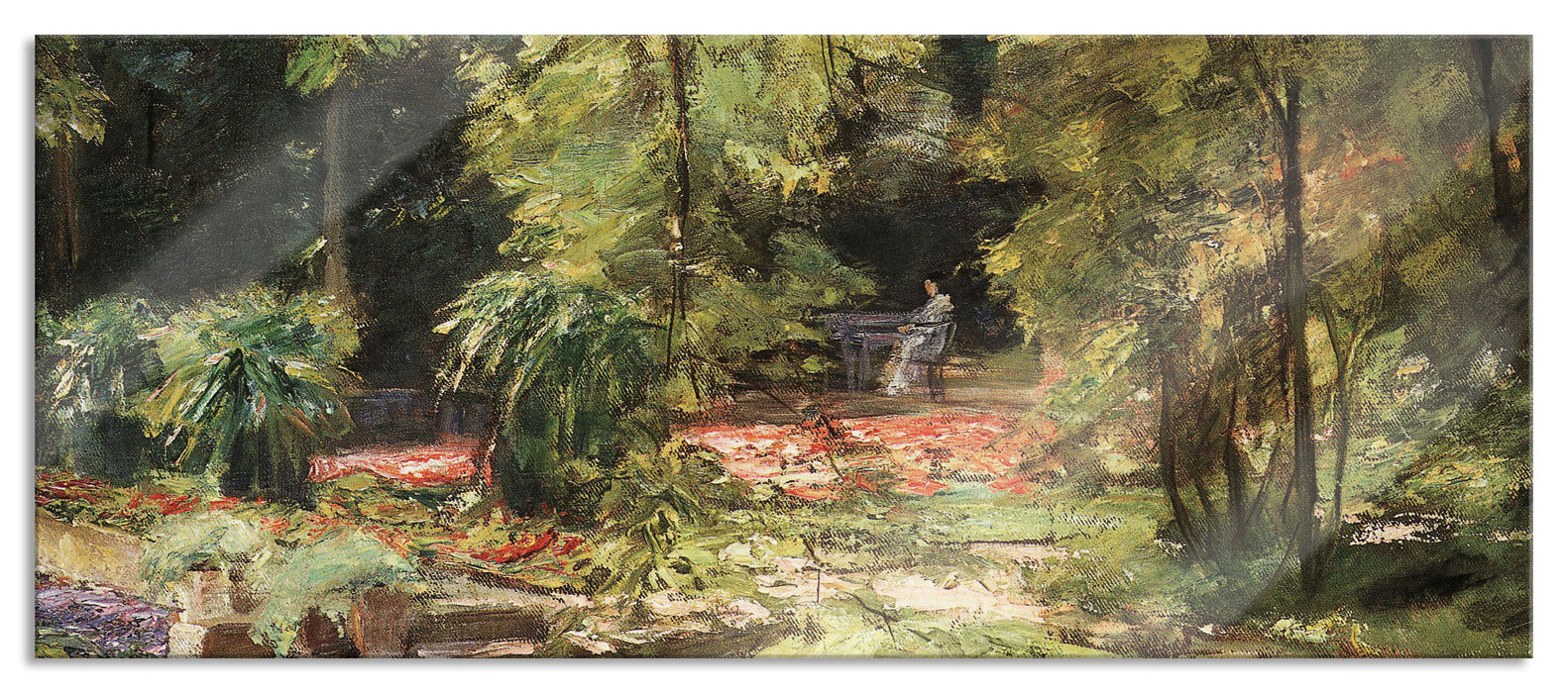 Pixxprint Max Liebermann - Die Blumenterassen im Wannseegarten na, Glasbild Panorama