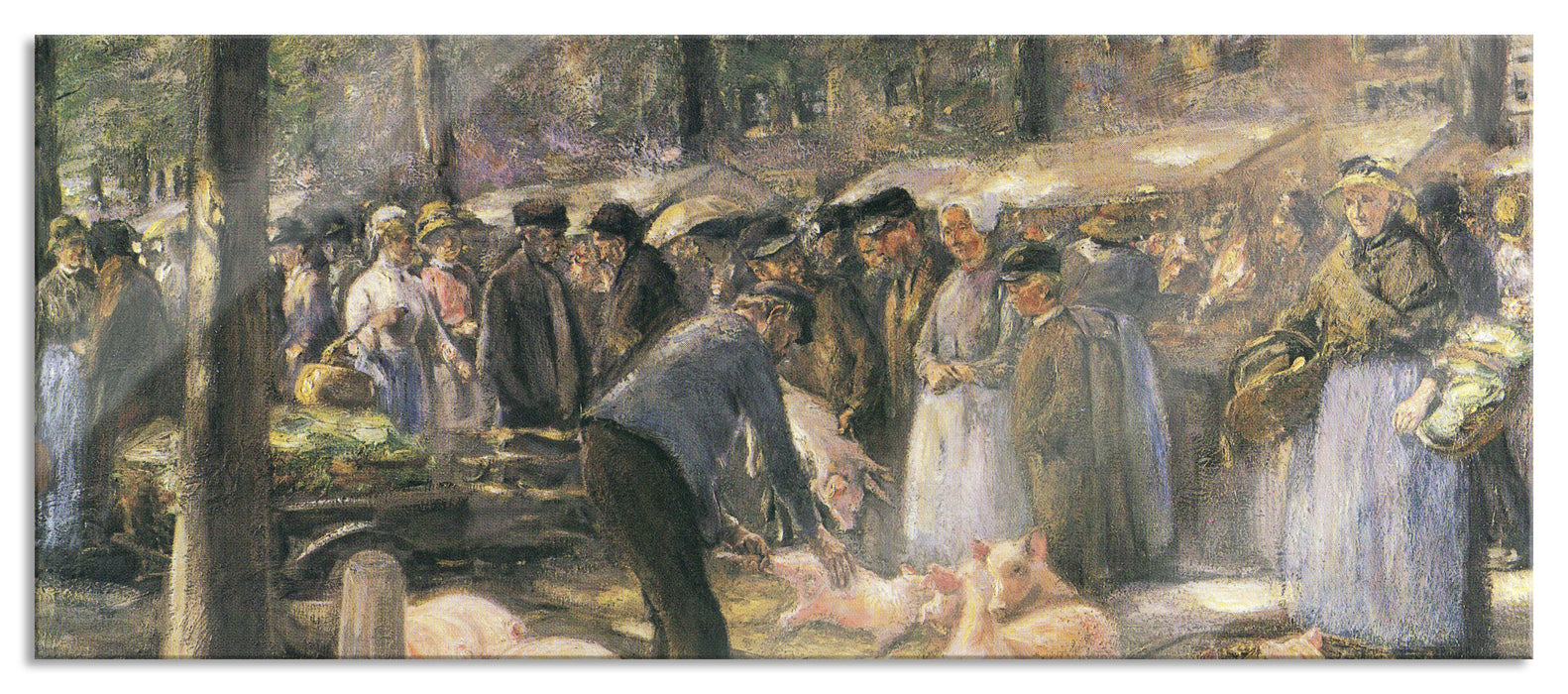 Pixxprint Max Liebermann - Schweinemarkt in Haarlem, Glasbild Panorama