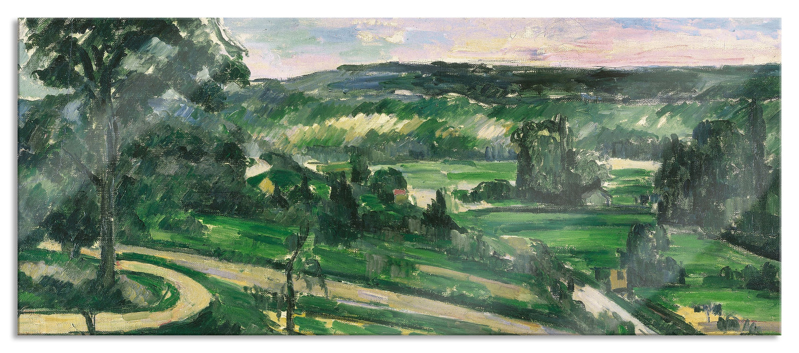 Pixxprint Paul Cézanne - Der Baum an der Kurve , Glasbild Panorama