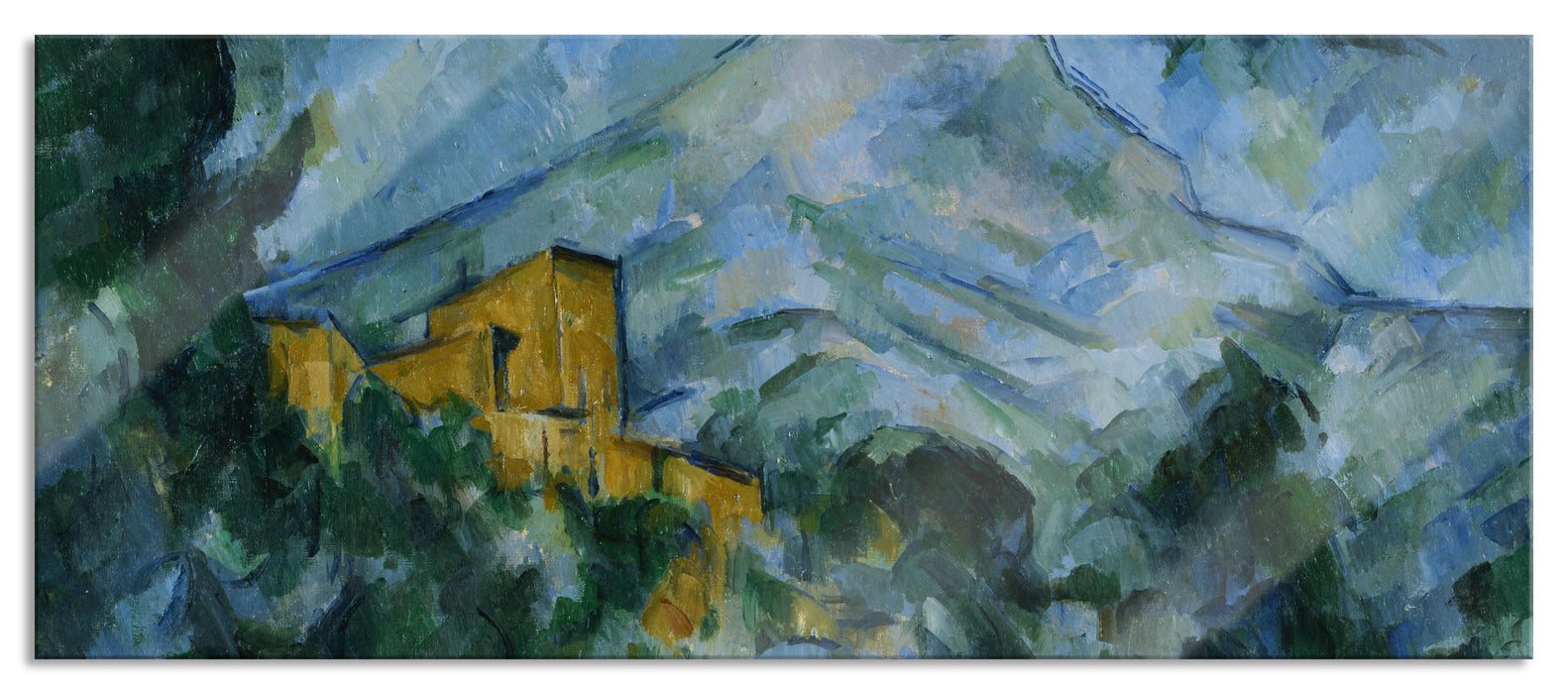 Pixxprint Paul Cézanne - Mont Sainte-Victoire im Dunkeln , Glasbild Panorama