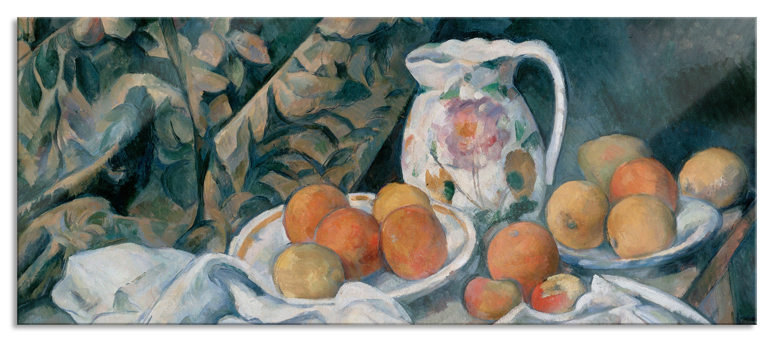 Pixxprint Paul Cézanne - Stillleben mit Vorhang, Glasbild Panorama