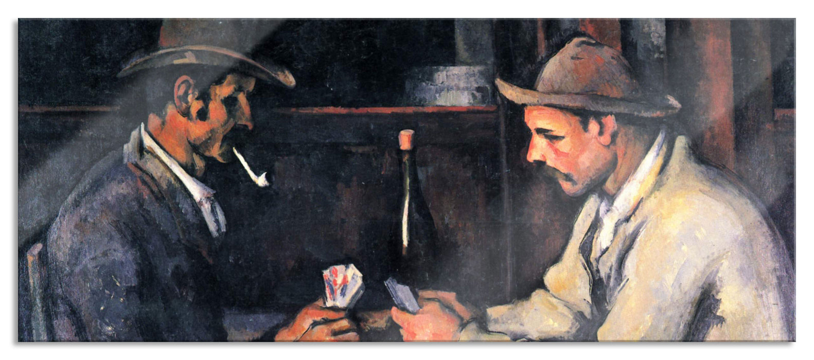 Pixxprint Paul Cézanne - Die Kartenspieler , Glasbild Panorama