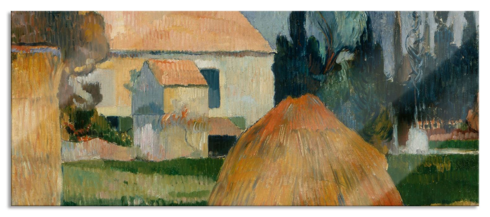 Pixxprint Paul Gauguin - Landschaft bei Arles, Glasbild Panorama