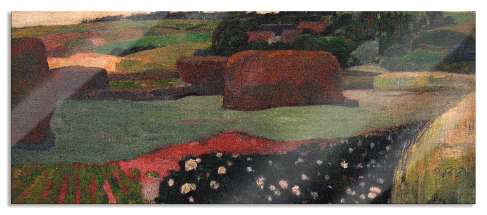 Pixxprint Paul Gauguin - Heuhaufen in der Bretagne, Glasbild Panorama