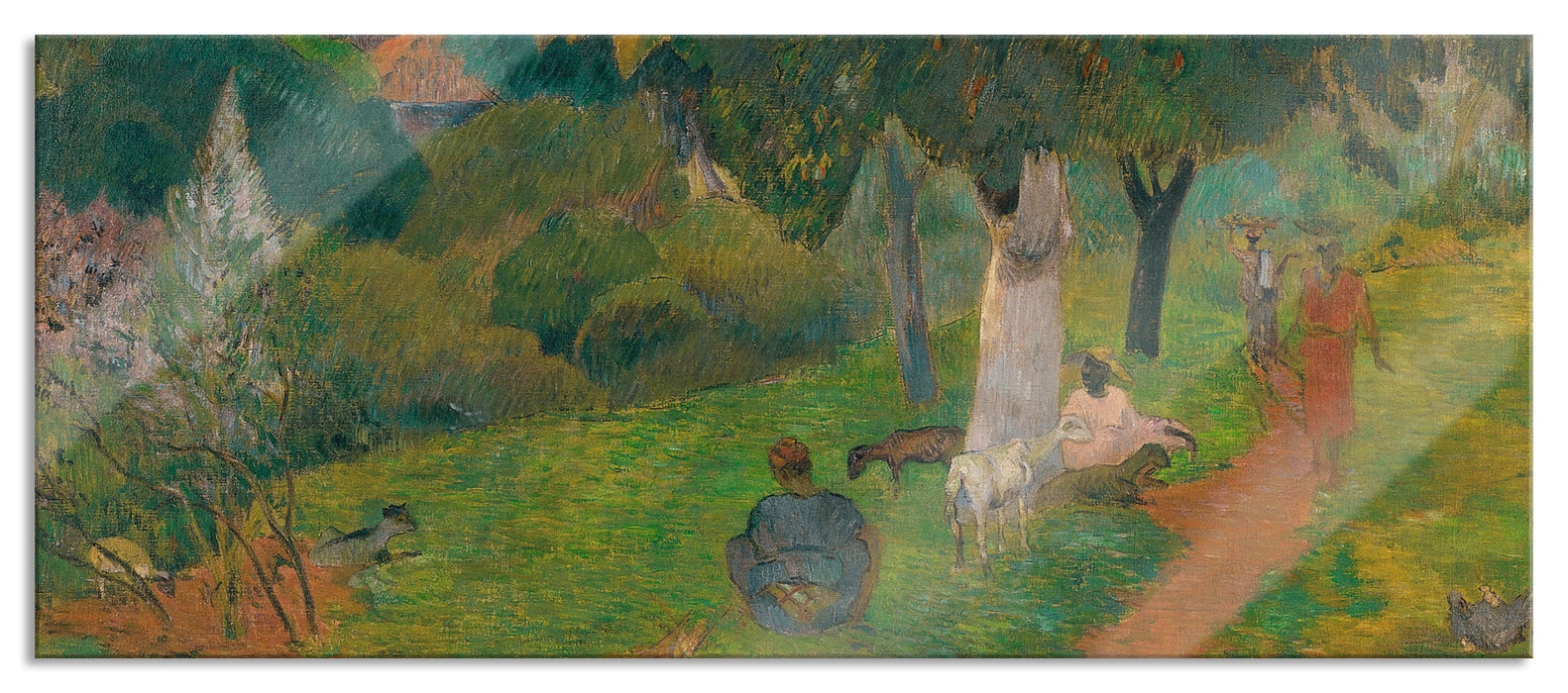 Pixxprint Paul Gauguin - Kommen und GehenMartinique, Glasbild Panorama