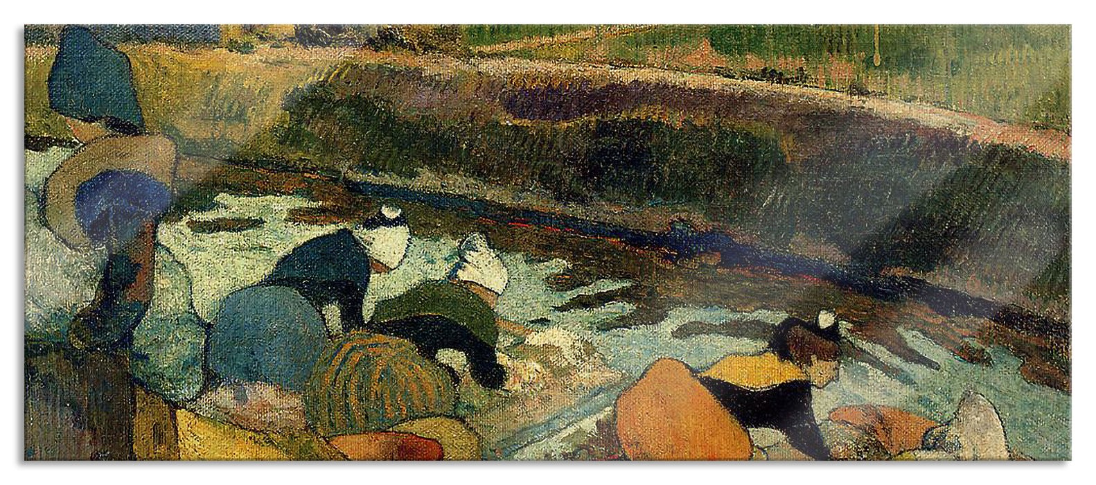 Pixxprint Paul Gauguin - Waschfrauen in Arles , Glasbild Panorama