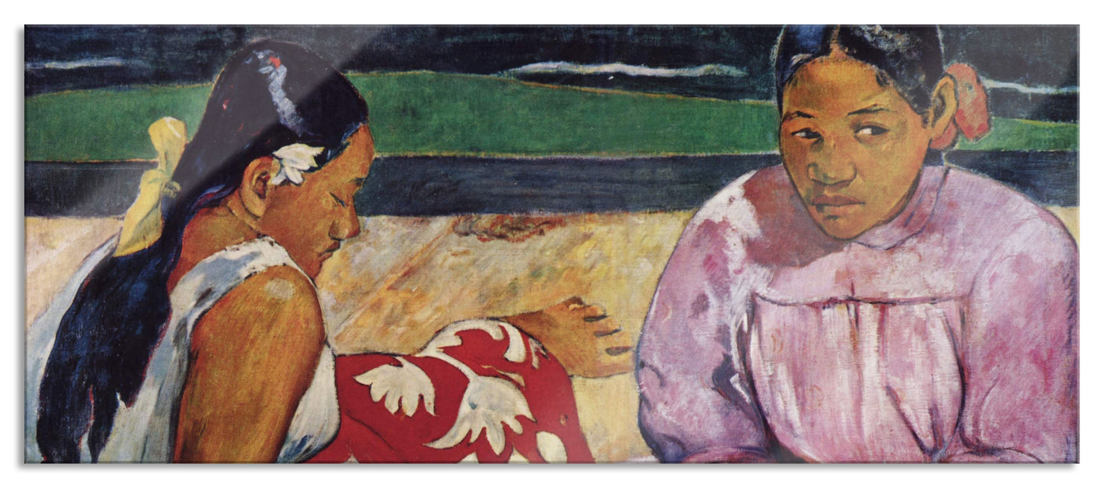 Pixxprint Paul Gauguin - Tahitische Frauenoder Frauen von Tahit, Glasbild Panorama