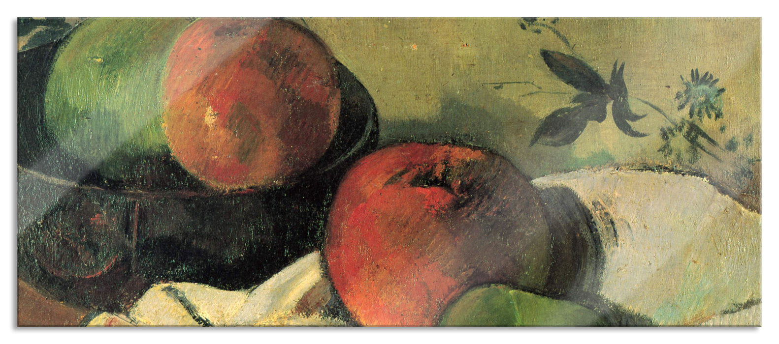 Pixxprint Paul Gauguin - Stillleben Äpfel und Schale , Glasbild Panorama