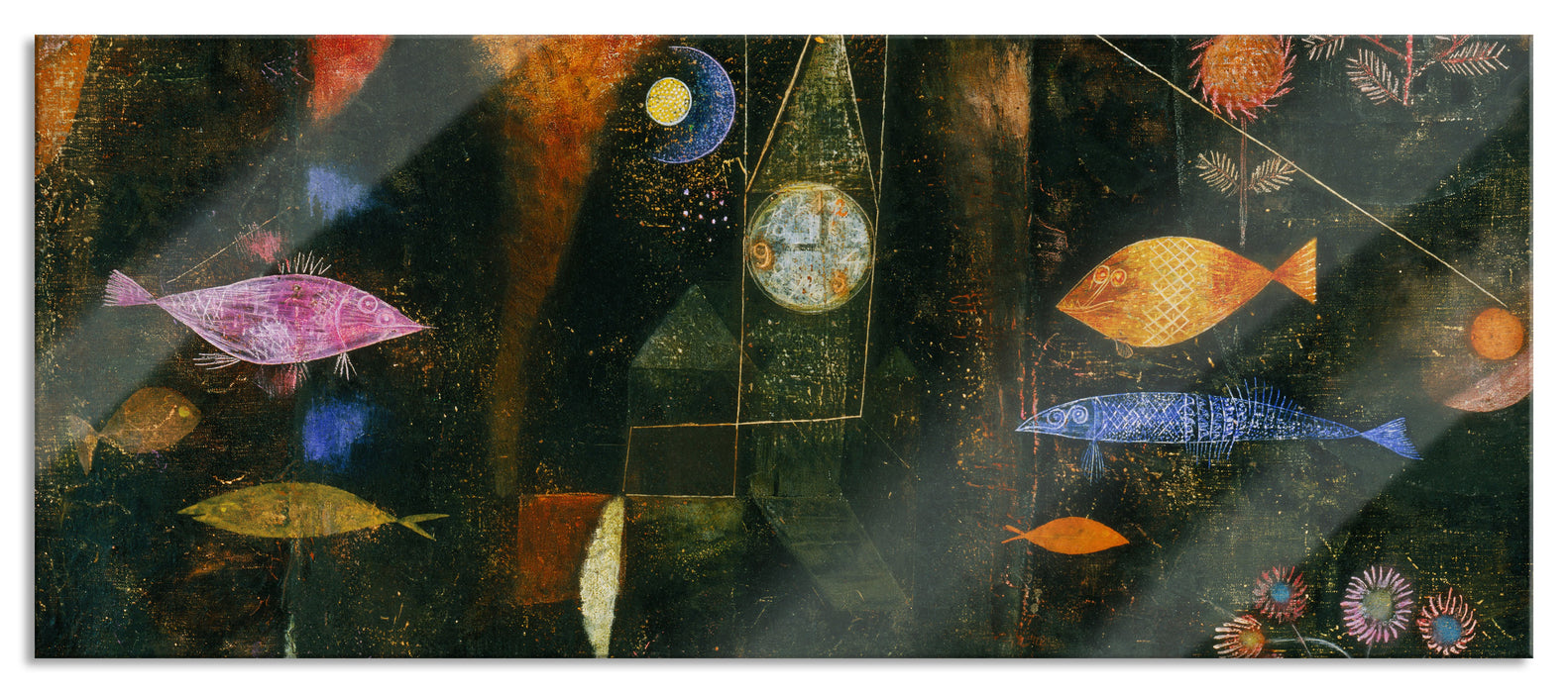 Pixxprint Paul Klee - Fischzauber, Glasbild Panorama