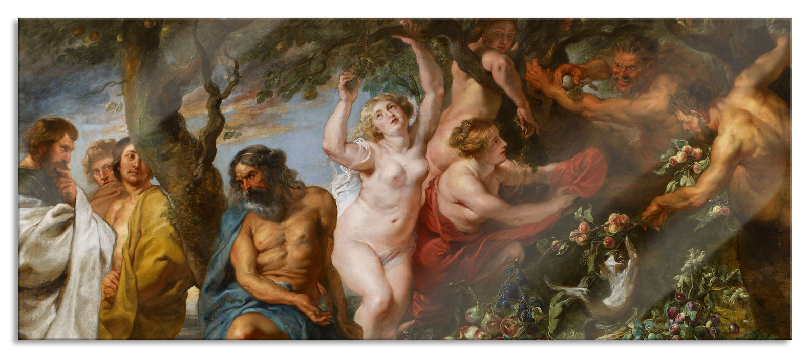 Pixxprint Peter Paul Rubens - Pythagoras verteidigt die vegetaris, Glasbild Panorama