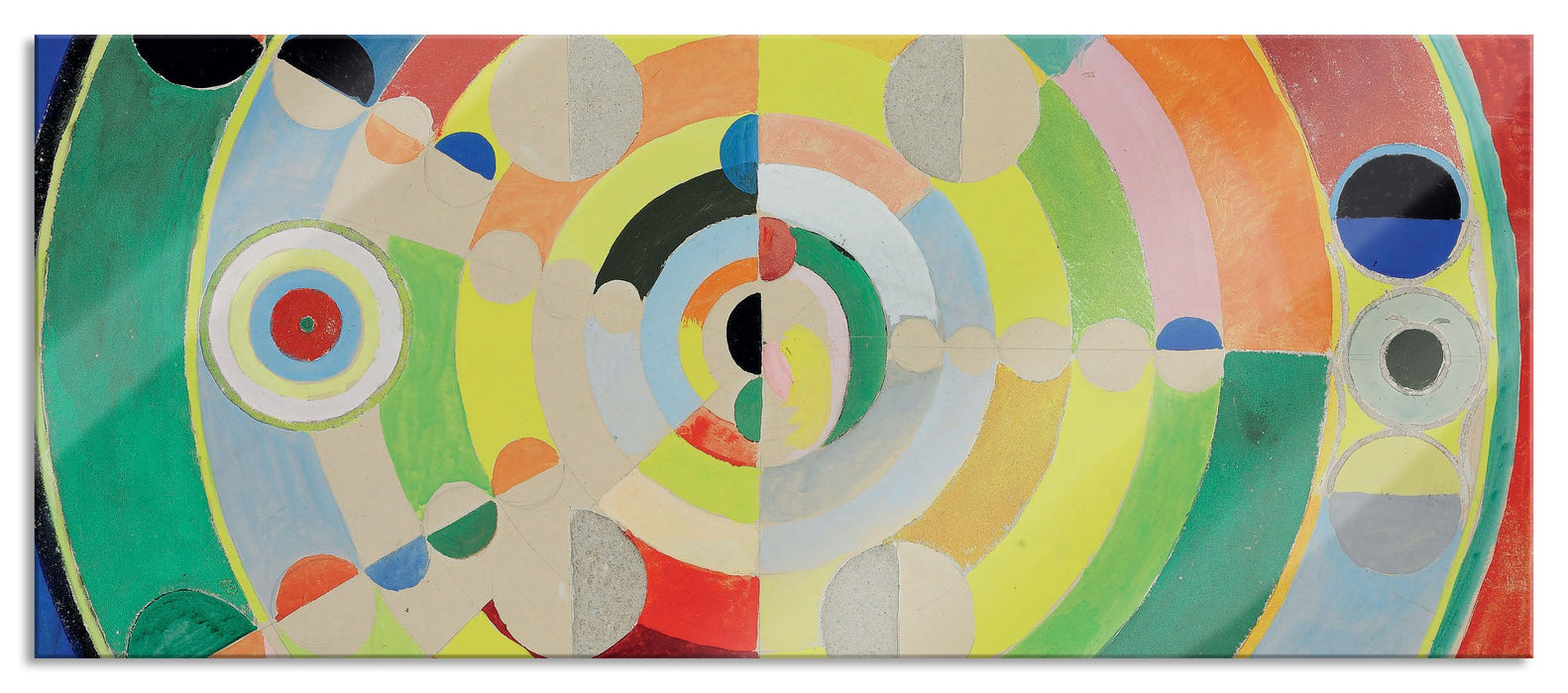 Pixxprint Robert Delaunay - Relief Disques , Glasbild Panorama