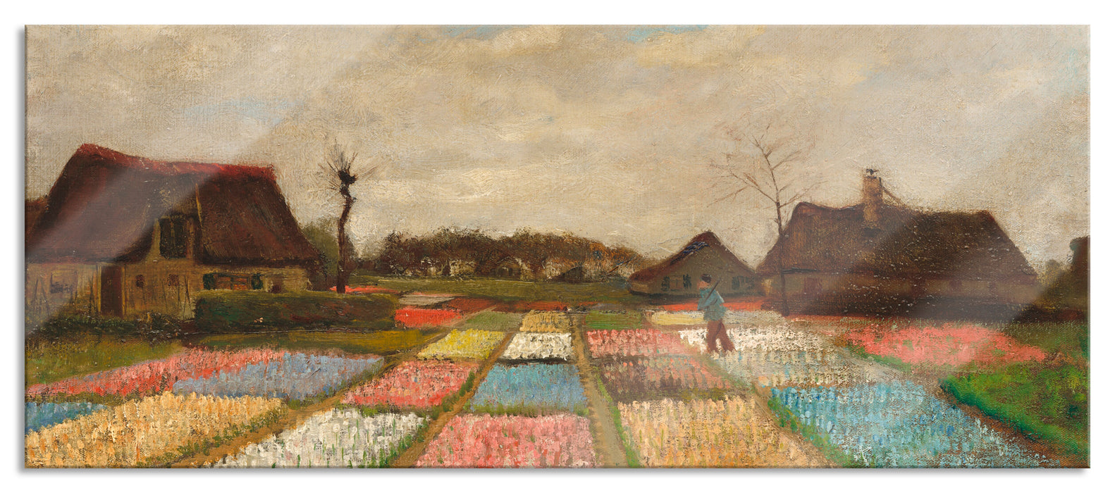 Pixxprint Vincent Van Gogh - Blumenbeete in Holland , Glasbild Panorama