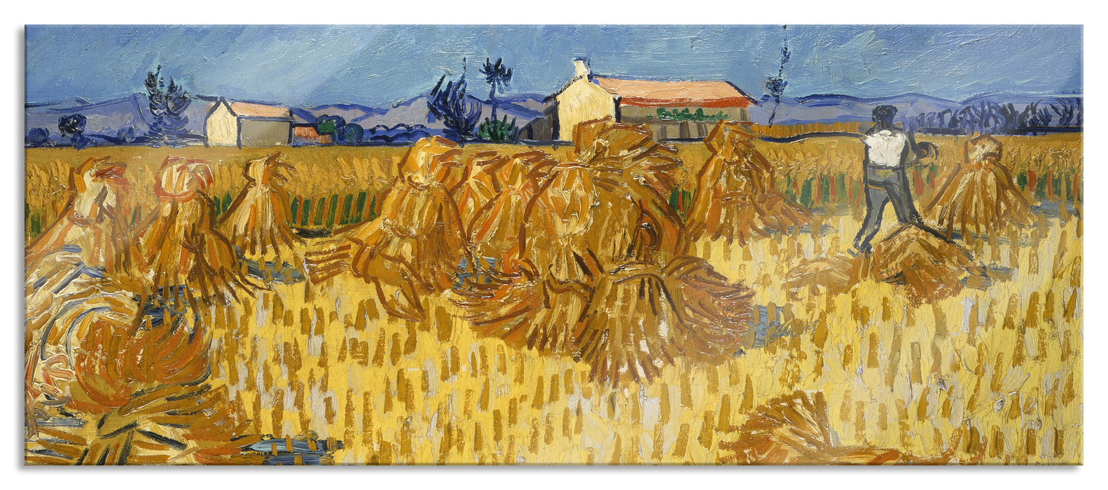 Pixxprint Vincent Van Gogh - Getreide-Ernte in der Provence , Glasbild Panorama