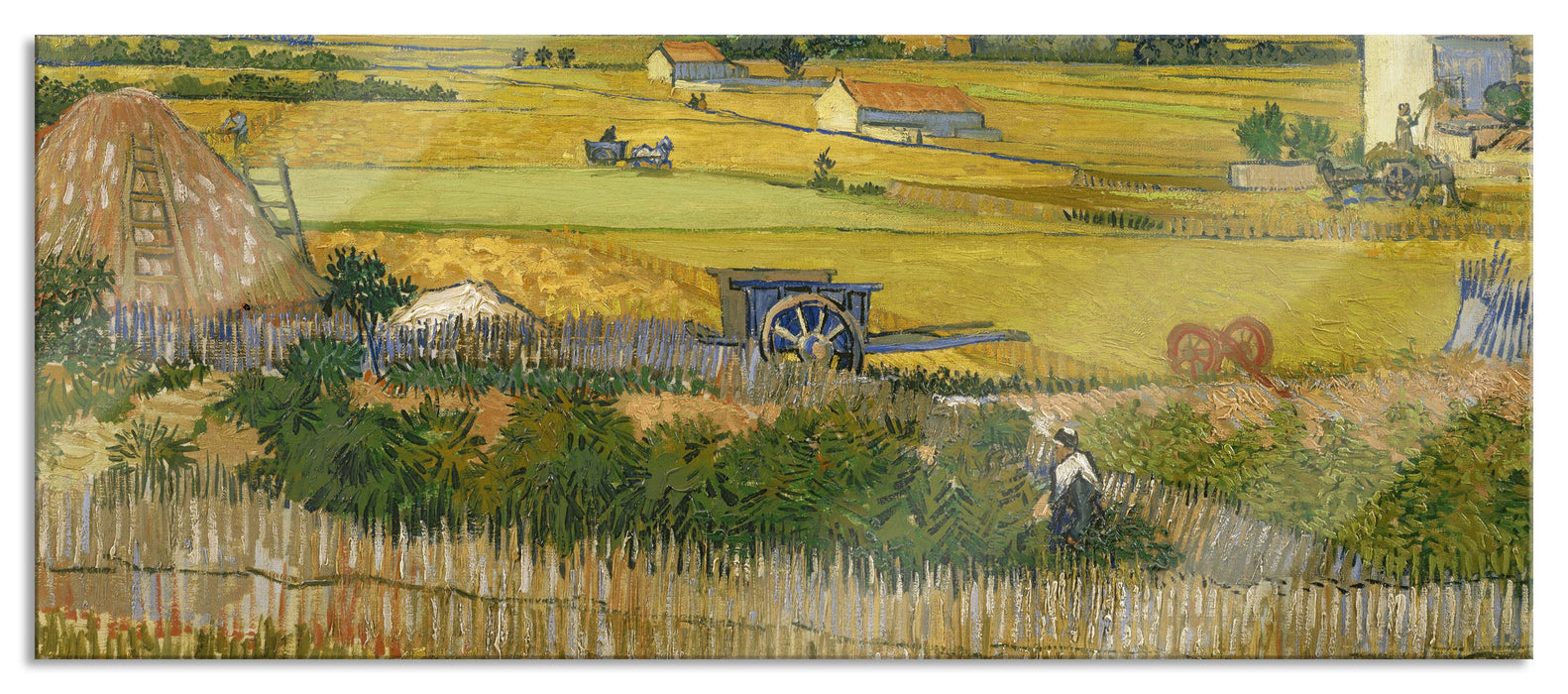 Pixxprint Vincent Van Gogh - Die Ernte , Glasbild Panorama