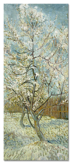 Pixxprint Vincent Van Gogh - Der pinke Pfirsischbaum , Glasbild Panorama