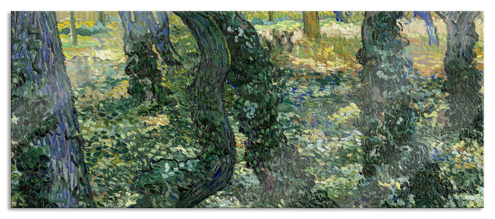 Pixxprint Vincent Van Gogh - Unterholz , Glasbild Panorama