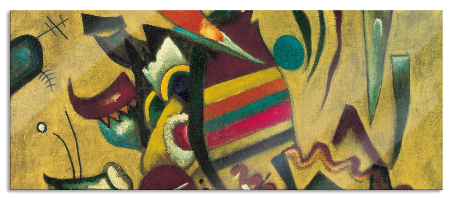 Pixxprint Wassily Kandinsky - Punkte , Glasbild Panorama