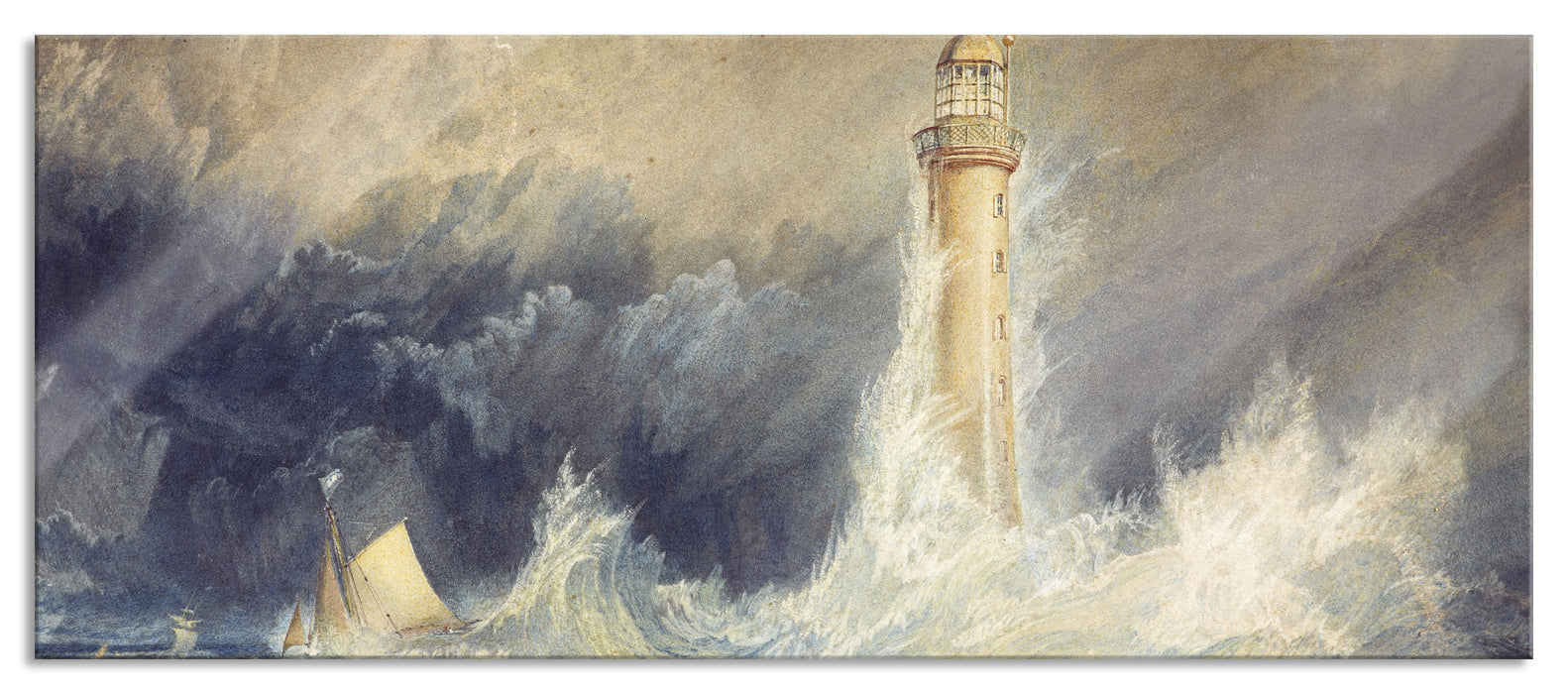 Pixxprint William Turner - Bell Rock Lighthouse , Glasbild Panorama