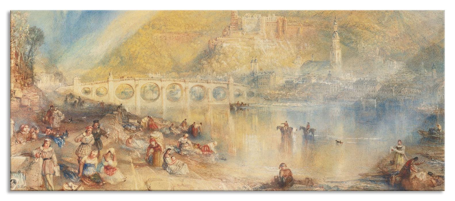 Pixxprint William Turner - HEIDELBERG WITH A RAINBOW, Glasbild Panorama