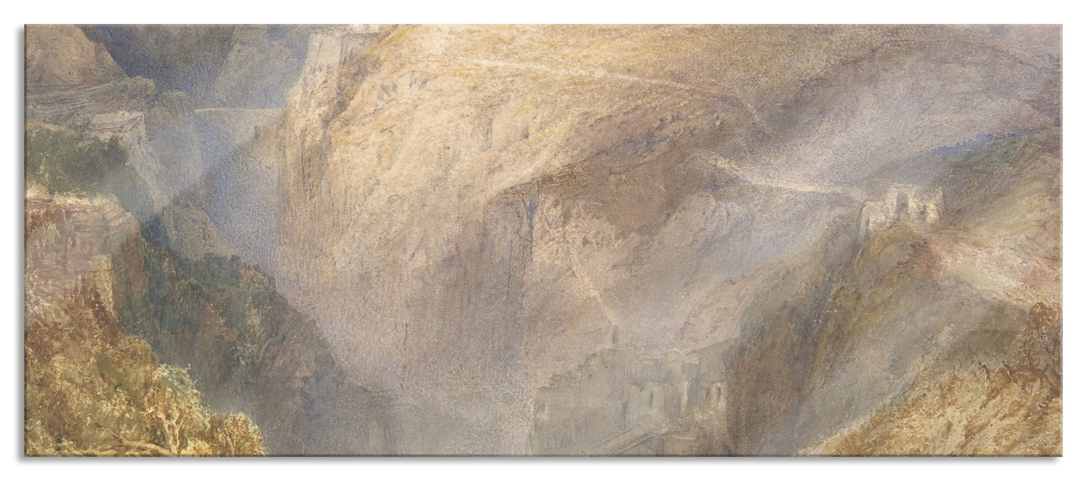 Pixxprint William Turner - Fort of L'Essillon Val de la Maurienne, Glasbild Panorama