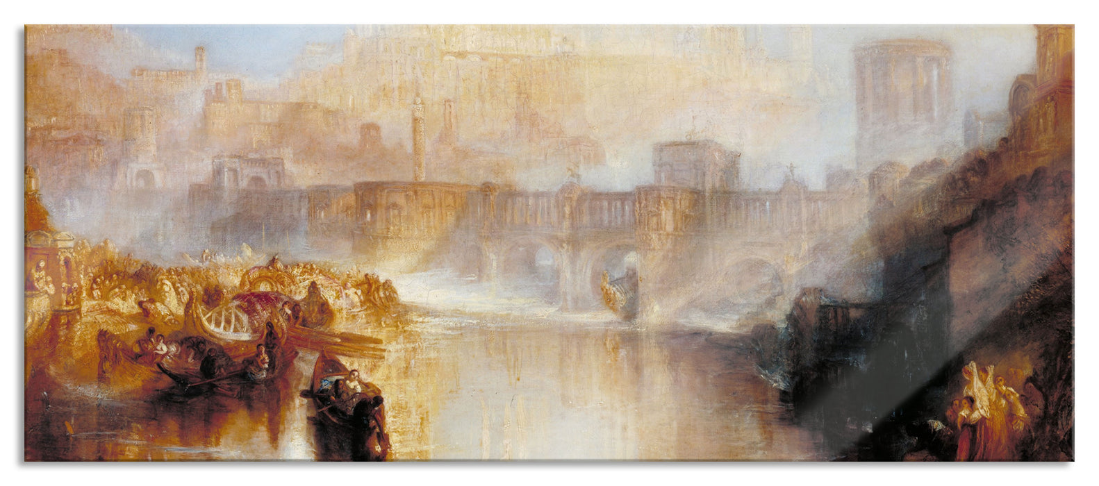 Pixxprint William Turner - Agrippina Landing with the Ashes of Ge, Glasbild Panorama